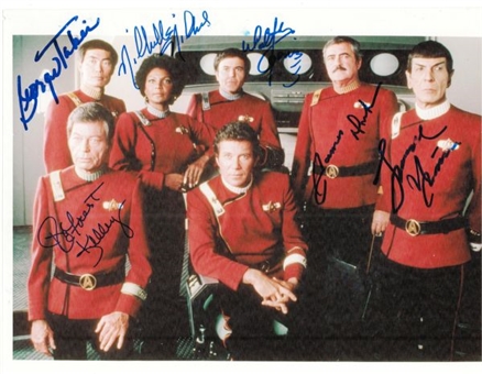 Star Trek Crew Signed 8x10 Photo (6 Signatures) Including Nimoy, Kelley and Doohan